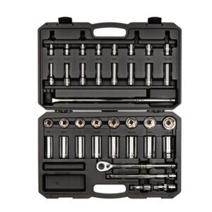 1/2 Inch Drive 6-Point Socket and Ratchet Set with Case, 37-Piece (3/8 - 1-5/16)